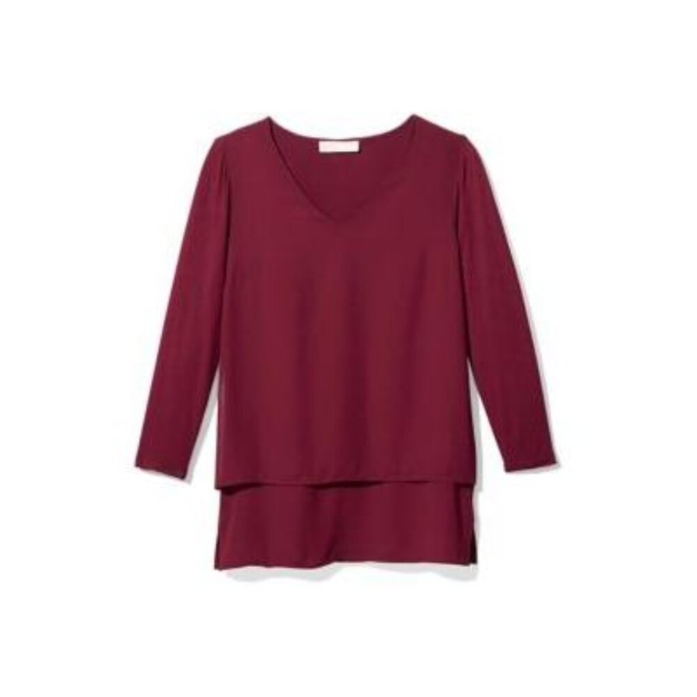 Michael Michael Kors Plus Size Mixed-Media V-Neck Tunic - Dark Ruby